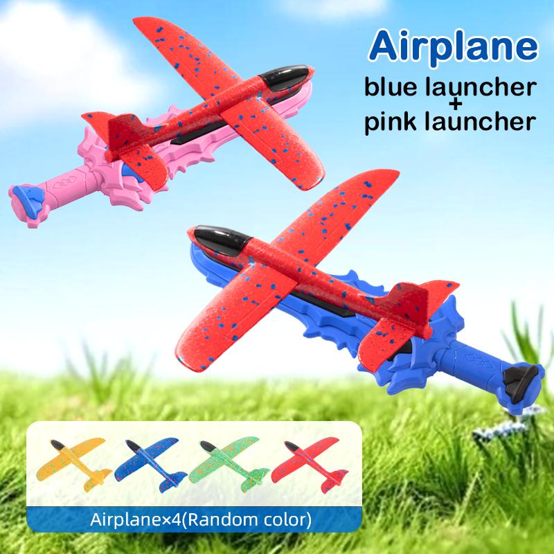 Foam Glider Airplane Launcher Toy for Kids - 9.45-inch Plane with 2 Flight Modes, 3 Aircraft Included