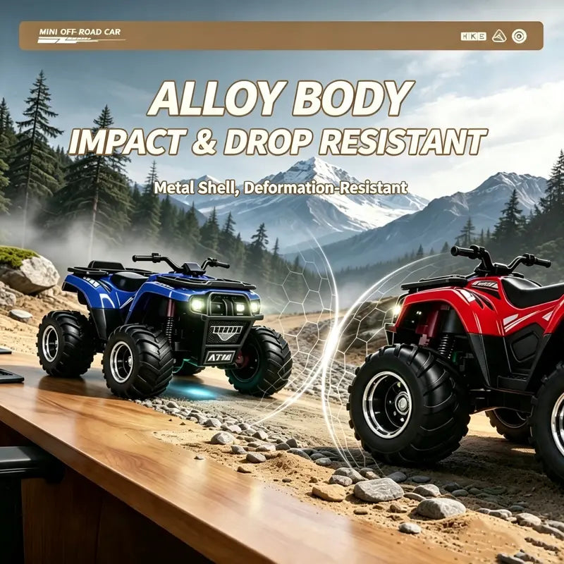 1/64 Mini RC Alloy Off-Road ATV Beach Motorcycle, 2.4GHz Metal Sand Quad Bike