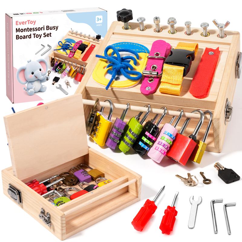 Montessori Screwdriver Board and Lock and Key Toy Set for Kids Ages 3-5