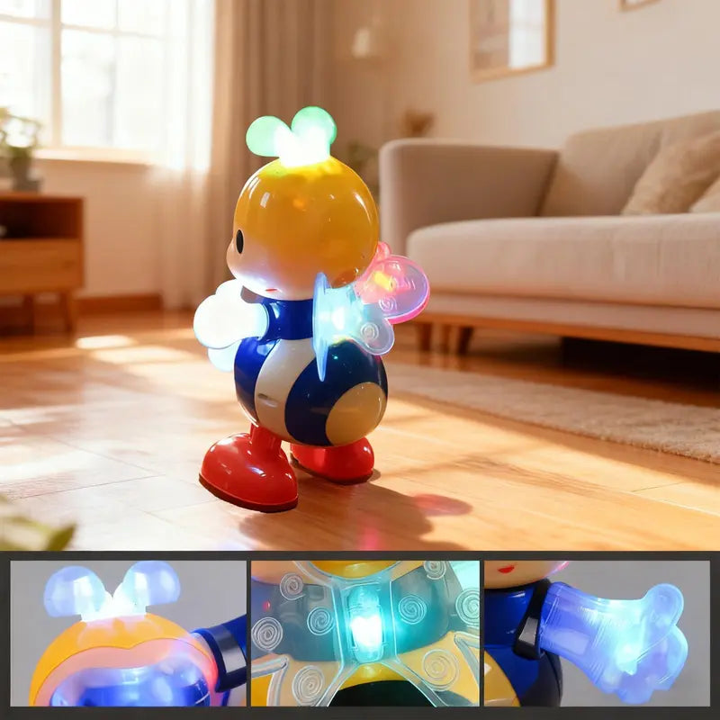Cute Colorful Bee Shape Musical Light-Up Dancing Toy - Interactive Walking Motion and Stress Relief