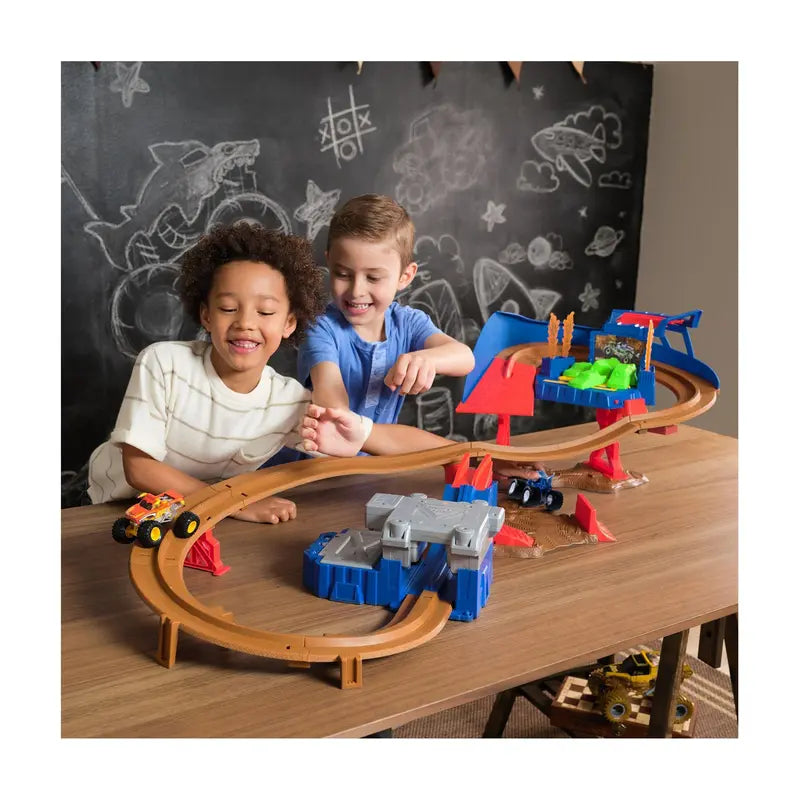Supercharge Speedway Playset with 2 High-Performance Miniature Monster Trucks