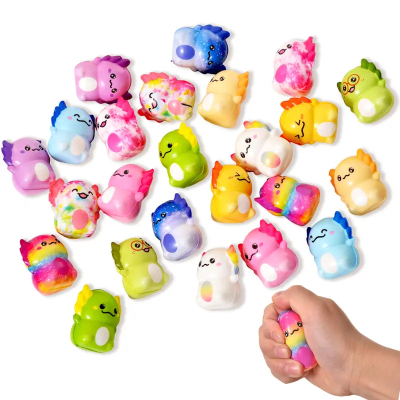 24-Pack Kawaii Slow Rising Axolotl Squishies Toys - Soft Stretchy Sensory Fidget Pack