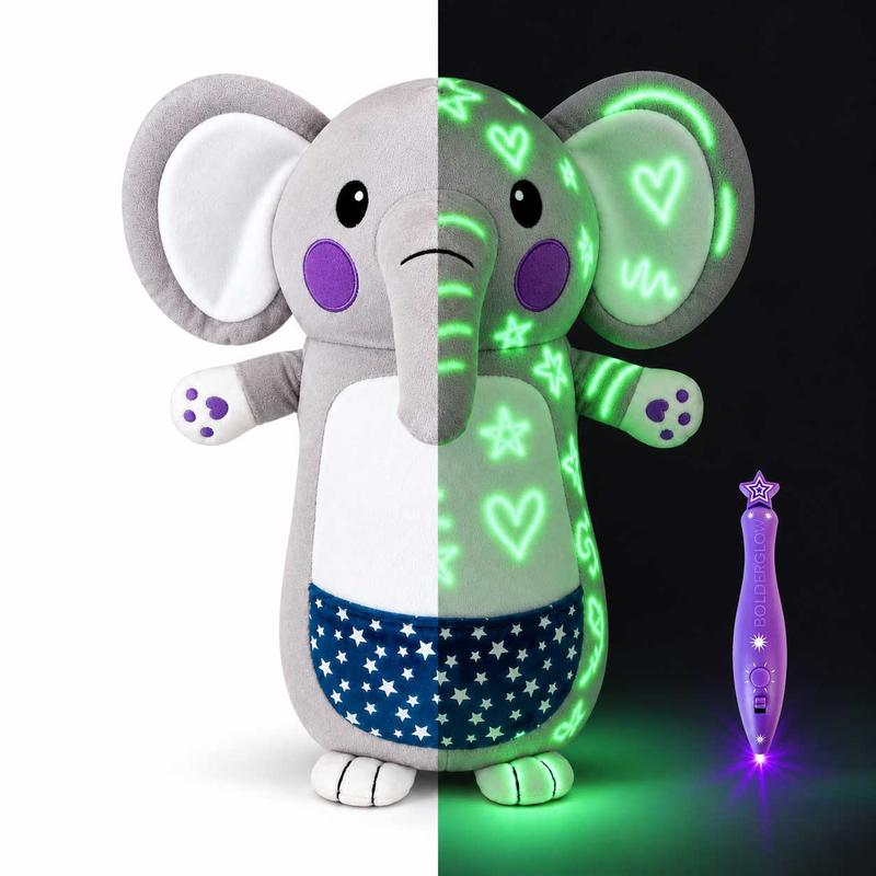 Large Glow-in-The-Dark Plush with Light Pen - Soft Cuddly Toy for Kids to Draw with Light