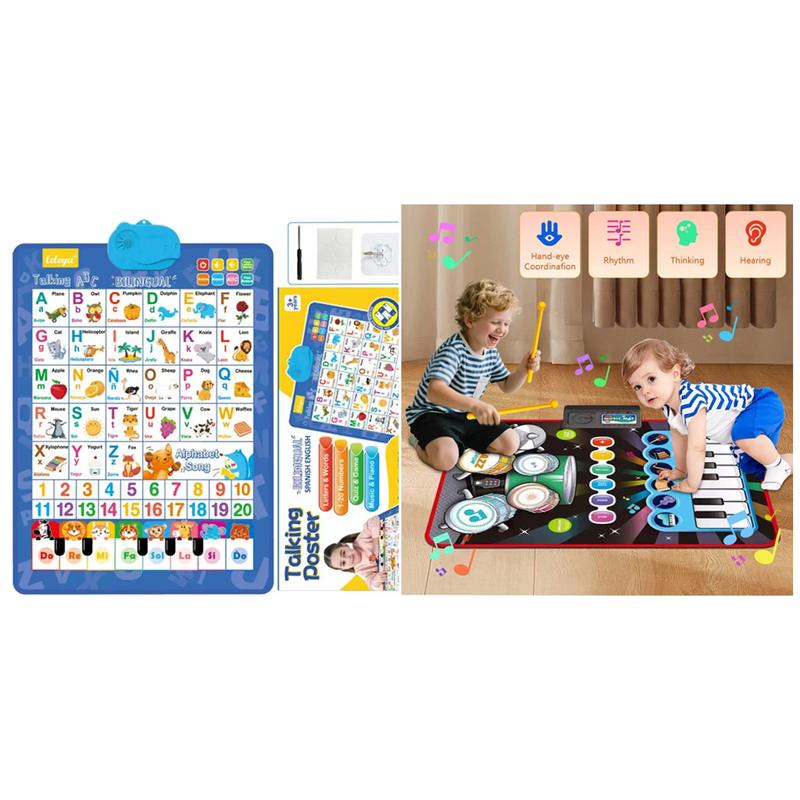 Bilingual English-Spanish Interactive Talking ABC & Number Chart Poster for Toddlers