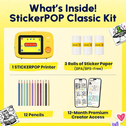 AI Voice-Powered Sticker Printer - Portable Inkless Design for Kids Ages 5+