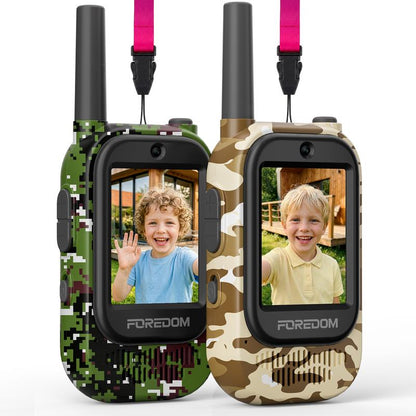 Rechargeable Video Walkie Talkies for Kids with HD Screen, Camera, and Music for Outdoor Fun