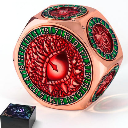 8-in-1 Heavyweight Metal Spinner Dice Set, 60mm Polyhedral Dice with 3D Monster Engravings