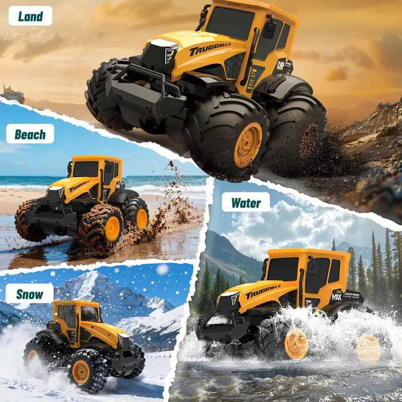 1:14 Scale 4WD Amphibious RC Monster Truck - 2.4GHz Waterproof All-Terrain Off-Road Pickup