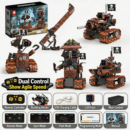 5-in-1 STEM Robot Building Kit, 402PCS Pirate Robot with APP & Remote Control
