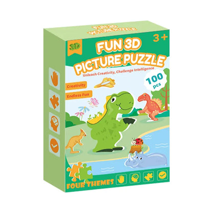 100 PCS Kids 3D Cartoon DIY Cardboard Puzzle Set - Early Learning Educational Toys