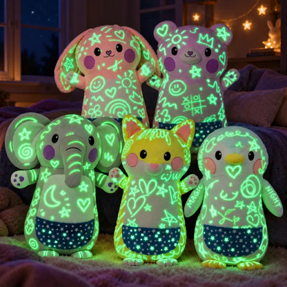 Large Glow-in-The-Dark Plush with Light Pen - Soft Cuddly Toy for Kids to Draw with Light