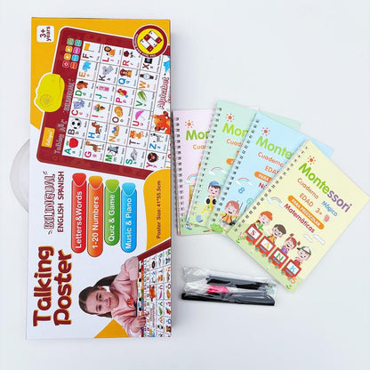 Spanish-English Bilingual Sound Book for Toddlers, 300+ Words & 13 Educational Themes