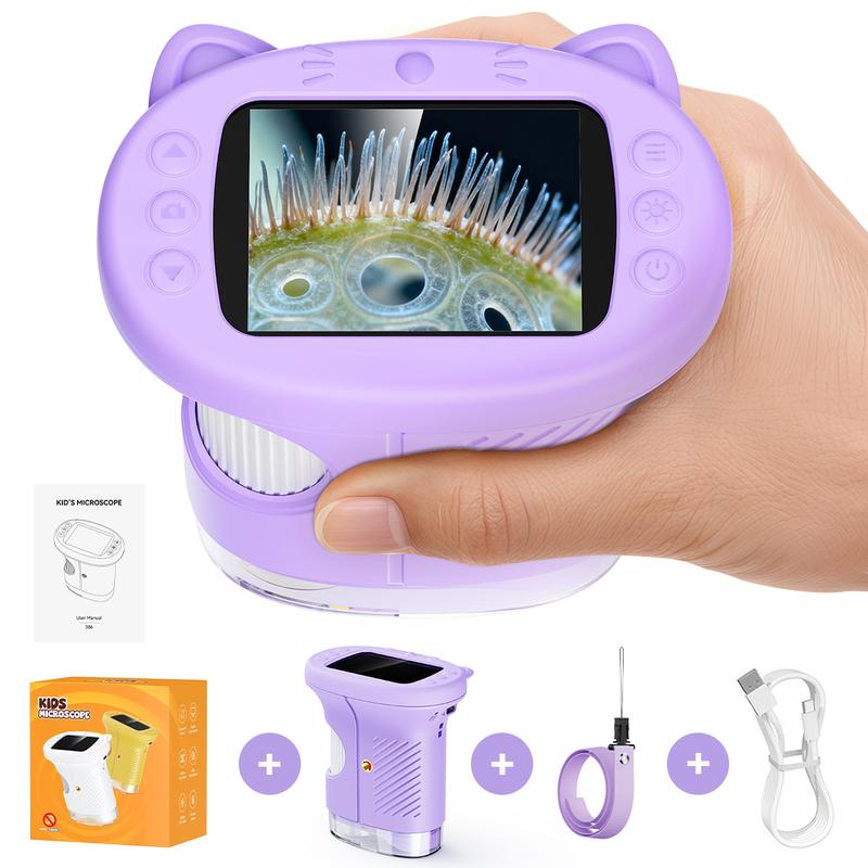 1000X Handheld Kids Microscope with 4K 2.0-inch Screen, Photo & Video Camera