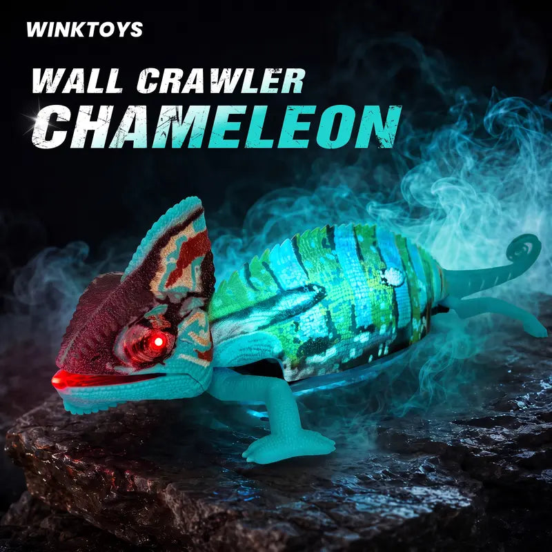 Wall Crawler Chameleon - Bio-Inspired Remote Control Toy with LED Glowing Body and 360° Spin