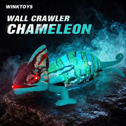 Wall Crawler Chameleon - Bio-Inspired Remote Control Toy with LED Glowing Body and 360° Spin