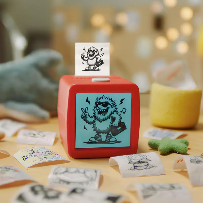 AI-Powered Voice-Activated Mini Thermal Printer for Kids 5+, DIY Scrapbooking Tool with 3 Paper Rolls