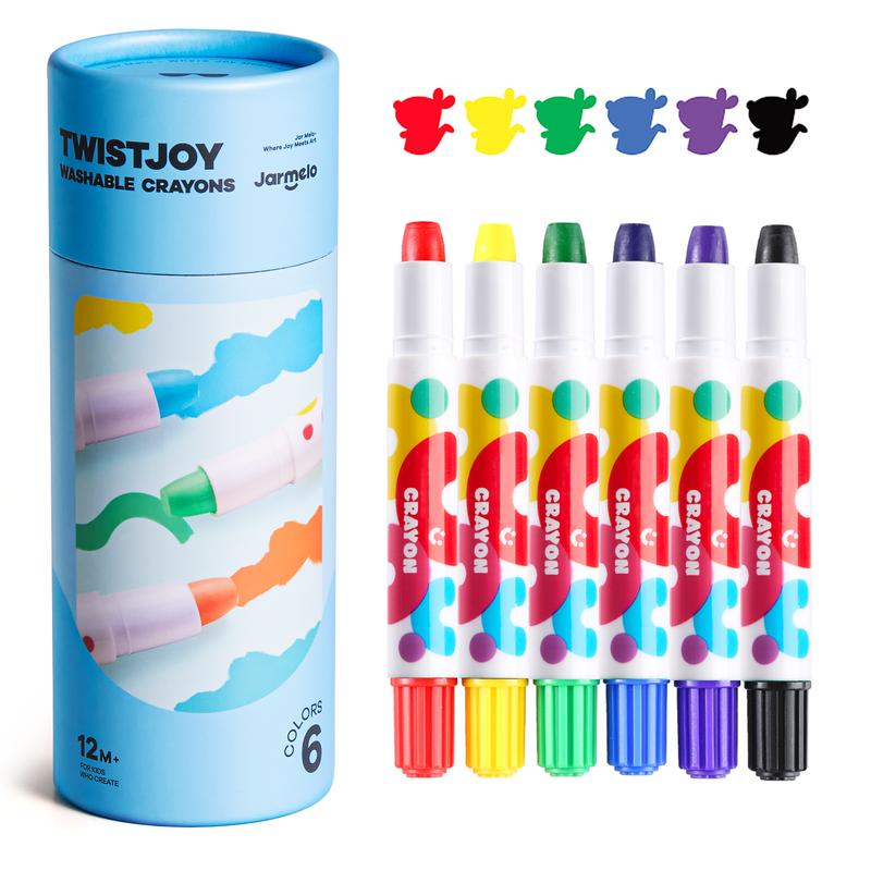 Jumbo Silky Crayons for Toddlers - Easy Grip Non-Toxic Washable Art Supplies for Kids