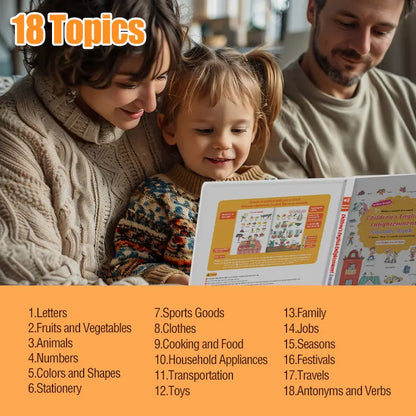 Interactive English Sound Book for Ages 1-6, Tap-to-Learn Educational Toy with 500+ Words