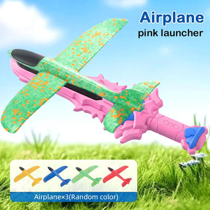 Foam Glider Airplane Launcher Toy for Kids - 9.45-inch Plane with 2 Flight Modes, 3 Aircraft Included