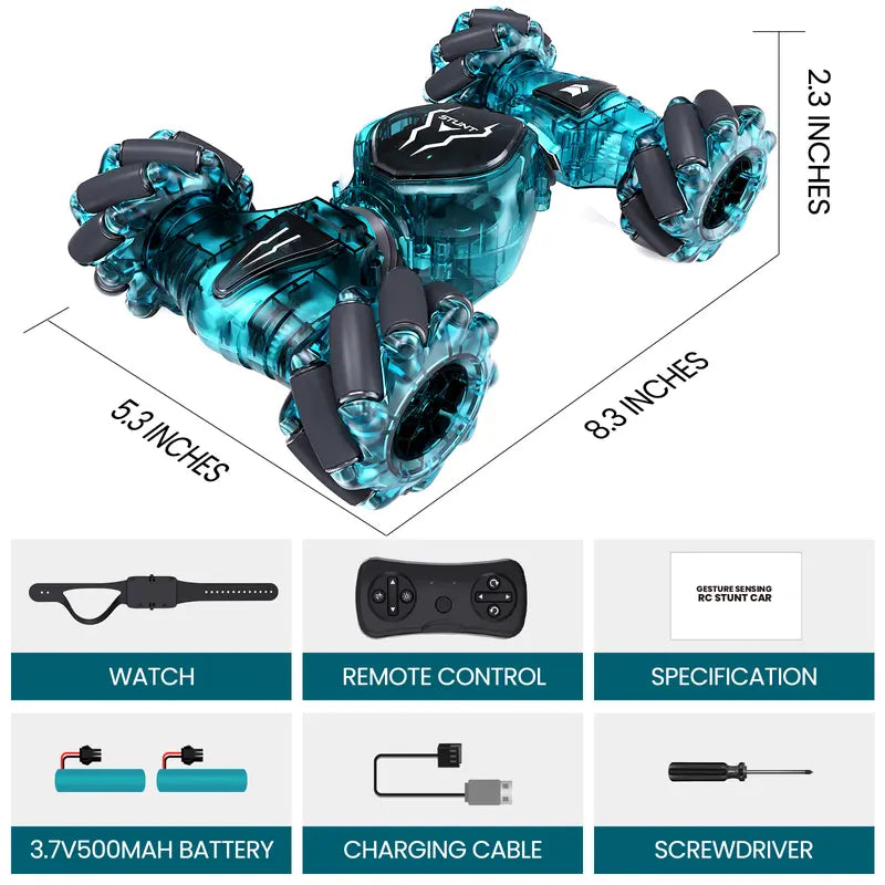 2.4GHz Gesture Sensing Remote Control Stunt Car Toy with 360° Rotation and Lights