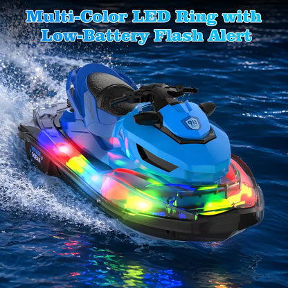 2.4GHz Learning RC Water Scooter Boat - Motorcycle Style with LED Lights and Auto-Pilot
