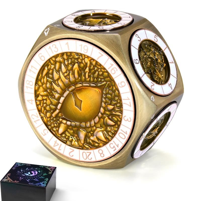 8-in-1 Heavyweight Metal Spinner Dice Set, 60mm Polyhedral Dice with 3D Monster Engravings