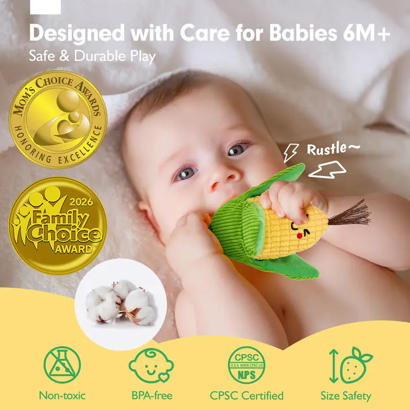 16Pcs Colorful Play Food Set - Crinkle and Rattle Montessori Learning Toys for Infants 6-12 Months