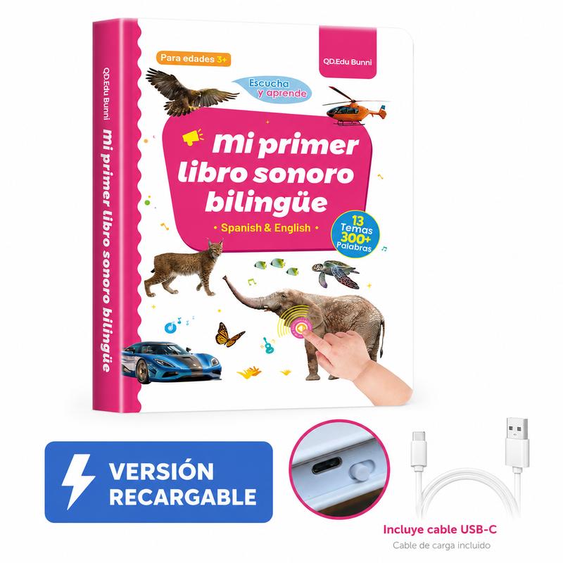 Interactive English Sound Book for Ages 1-6, Tap-to-Learn Educational Toy with 500+ Words