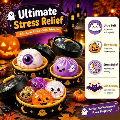 Halloween Scary Ghost Squeeze Toy Set - Portable Stress Relief Party Favors