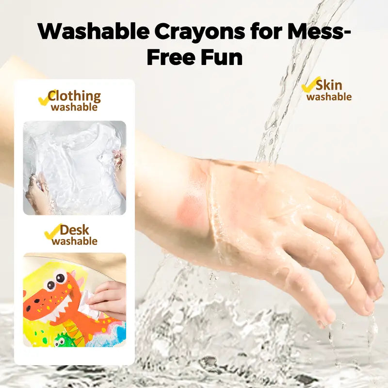 Jumbo Silky Crayons for Toddlers - Easy Grip Non-Toxic Washable Art Supplies for Kids