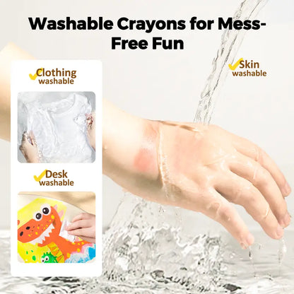 Jumbo Silky Crayons for Toddlers - Easy Grip Non-Toxic Washable Art Supplies for Kids