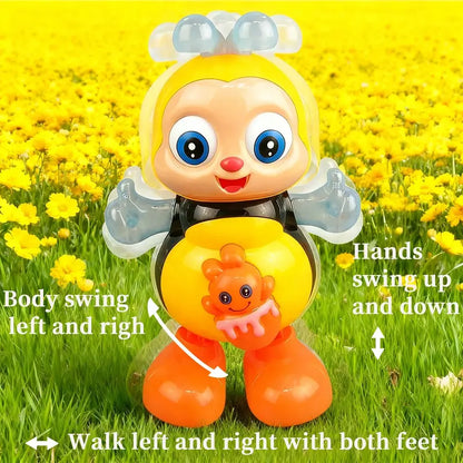 Cute Colorful Bee Shape Musical Light-Up Dancing Toy - Interactive Walking Motion and Stress Relief