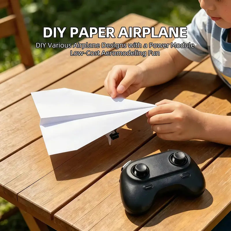 RC Paper Airplane Kit with Gyro Stabilizer and Dual Propellers, DIY STEM Toy for Kids and Adults