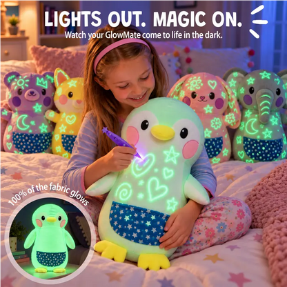 Large Glow-in-The-Dark Plush with Light Pen - Soft Cuddly Toy for Kids to Draw with Light