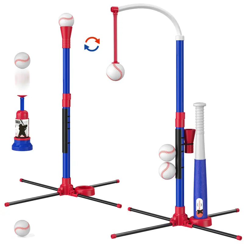 3-in-1 Multi-Use Kids' Baseball Set with Bat, Standing Tee, and Ball Launcher