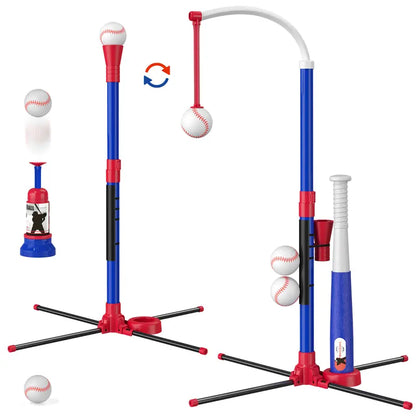 3-in-1 Multi-Use Kids' Baseball Set with Bat, Standing Tee, and Ball Launcher
