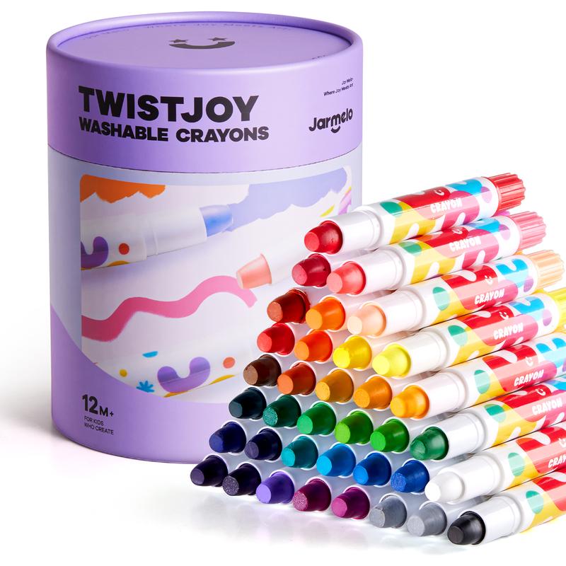 Jumbo Silky Crayons for Toddlers - Easy Grip Non-Toxic Washable Art Supplies for Kids