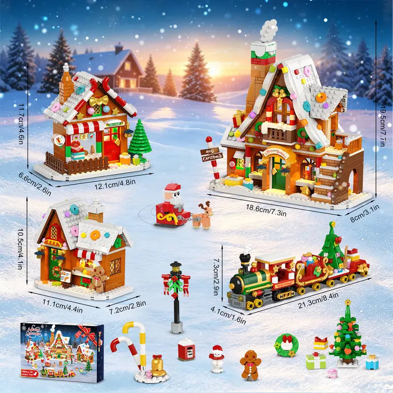 Advent Calendar 2026 Gingerbread House Building Set with Lights - 24 Days Countdown Christmas Village