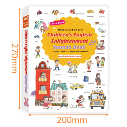 Interactive English Sound Book for Ages 1-6, Tap-to-Learn Educational Toy with 500+ Words