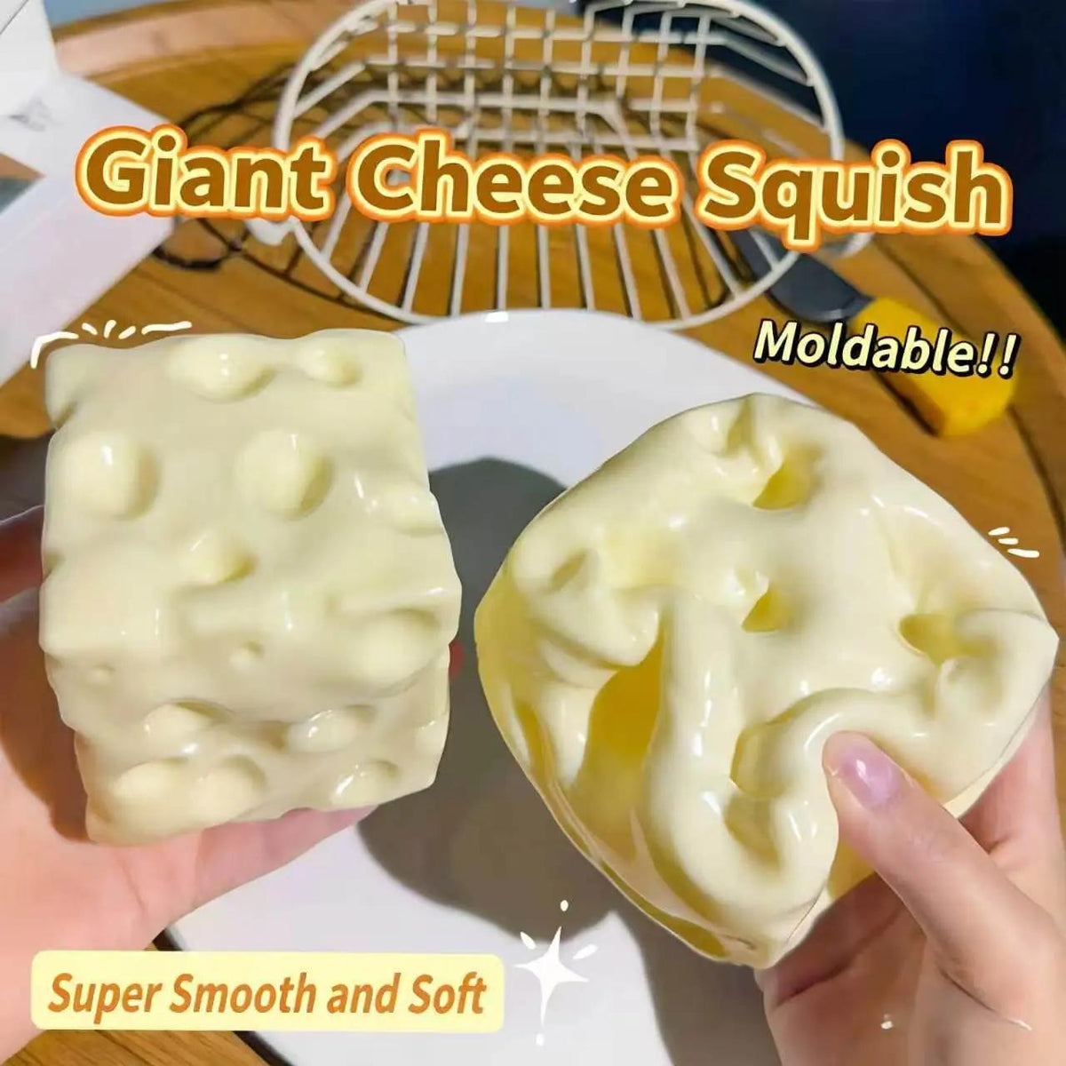 Fully Moldable Non-Rebound Cheese Squishy Soft Gel Stress Ball for ASMR Relaxation