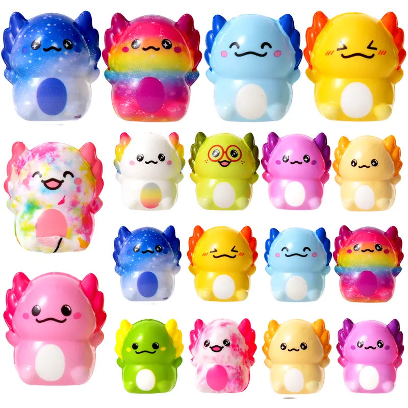 24-Pack Kawaii Slow Rising Axolotl Squishies Toys - Soft Stretchy Sensory Fidget Pack