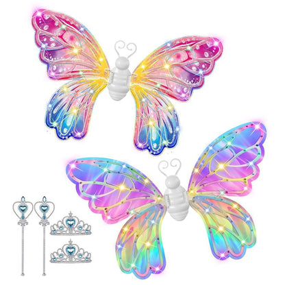 Glowing Fairy Wings for Girls Pretend Play Dress-up, Butterfly Wings for Kids Ages 3+