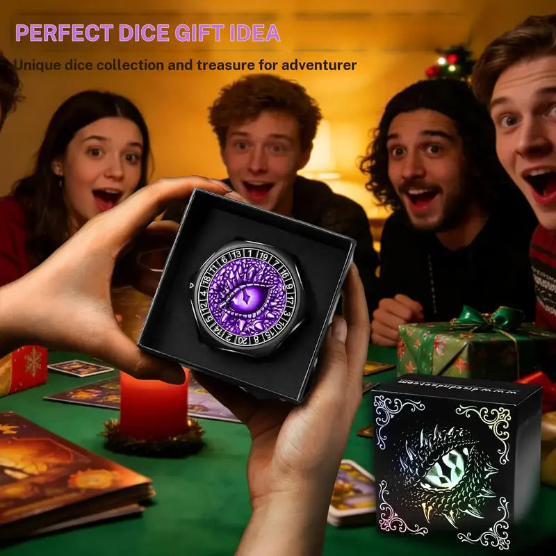 8-in-1 Heavyweight Metal Spinner Dice Set, 60mm Polyhedral Dice with 3D Monster Engravings