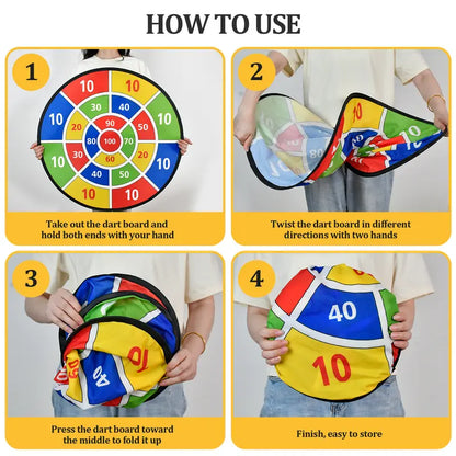 29 Inch Large Dart Board Game with 12 Sticky Balls and 4 Darts for Kids