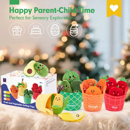 16Pcs Colorful Play Food Set - Crinkle and Rattle Montessori Learning Toys for Infants 6-12 Months
