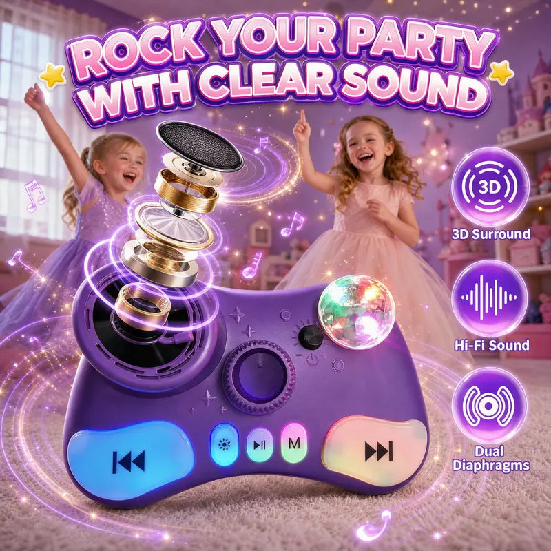 Kids Standing Karaoke Machine with 2 Microphones, Disco Lights, and Adjustable Stand