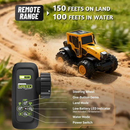 1:14 Scale 4WD Amphibious RC Monster Truck - 2.4GHz Waterproof All-Terrain Off-Road Pickup