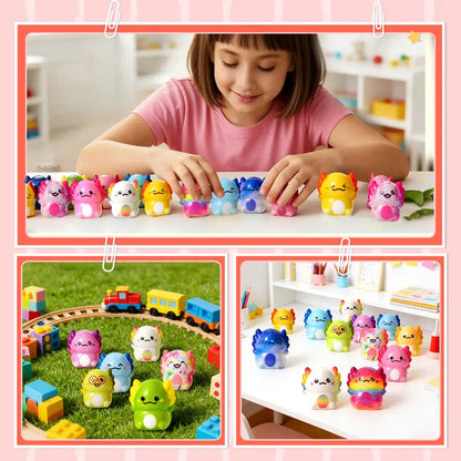 24-Pack Kawaii Slow Rising Axolotl Squishies Toys - Soft Stretchy Sensory Fidget Pack