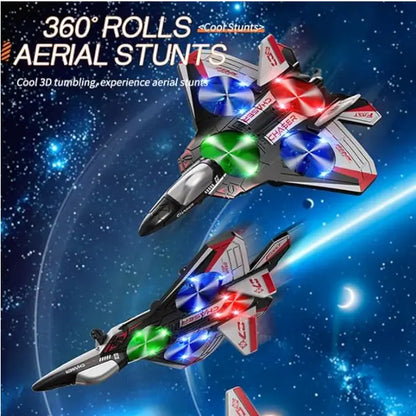 Unisex Kids RC Flying Fighter Jet Toy - Durable EVA Foam Remote Control Plane with LED Lights