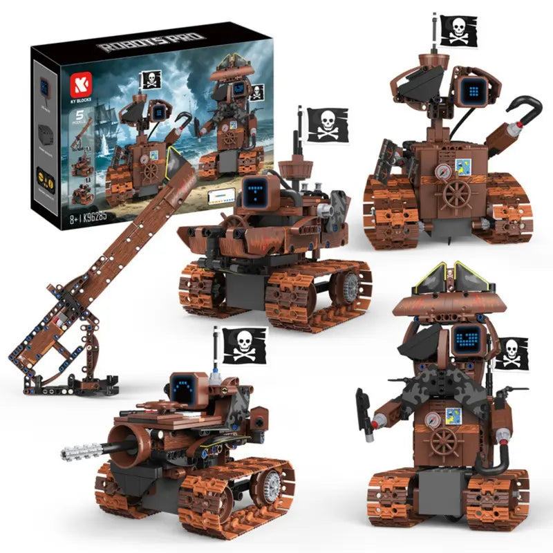 5-in-1 STEM Robot Building Kit, 402PCS Pirate Robot with APP & Remote Control